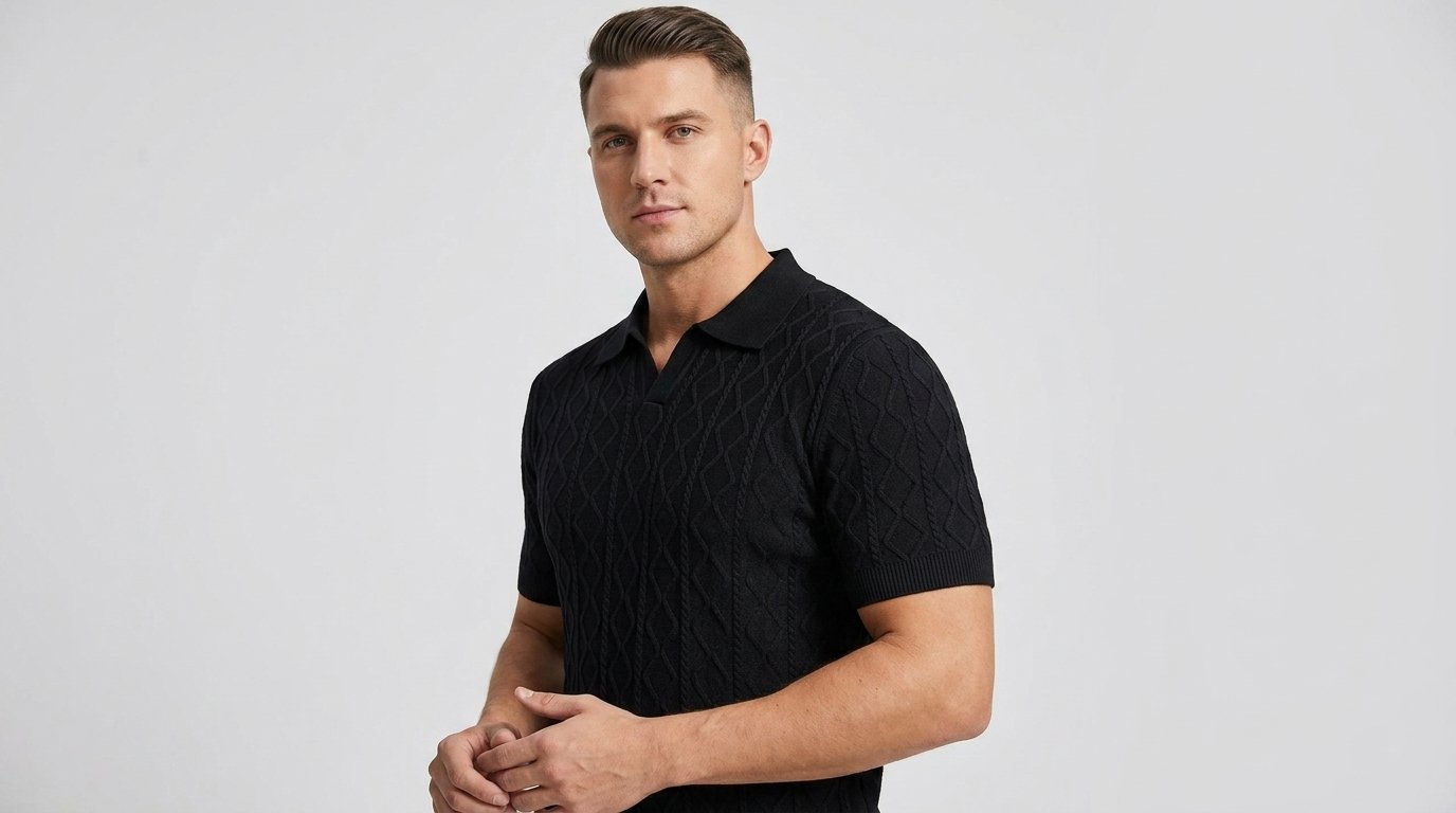Monolith Knit Polo worn